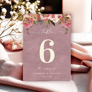 Ophelia Cottagecore Dusty Pink Floral Wedding Kaart