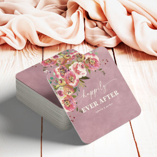 Ophelia Cottagecore Dusty Pink Floral Wedding Kartonnen Onderzetters