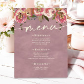 Ophelia Cottagecore Dusty Pink Floral Wedding Menu Reclamebord Met Voetstuk