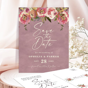 Ophelia Cottagecore Floral Wedding Sla de datum op Aankondigingskaart
