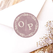 Ophelia Cottagecore Roze Monogram Huwelijkssticker