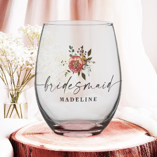 Ophelia Cottagecore Stof Roze Bloemen Bruidsmeisje Wijnglas Zonder Voet