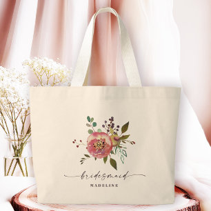 Ophelia Cottagecore Stof Roze Bloemige Bruidsmeisj Grote Tote Bag