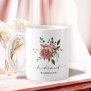 Ophelia Cottagecore Stof Roze Bloemige Bruidsmeisj Koffiemok