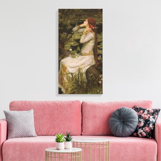 Ophelia door de Pond van John William Waterhouse Canvas Afdruk (Insitu (Woonkamer))