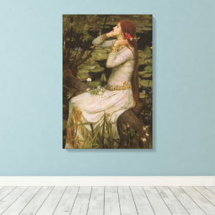 Ophelia door de Pond van John William Waterhouse Canvas Afdruk
