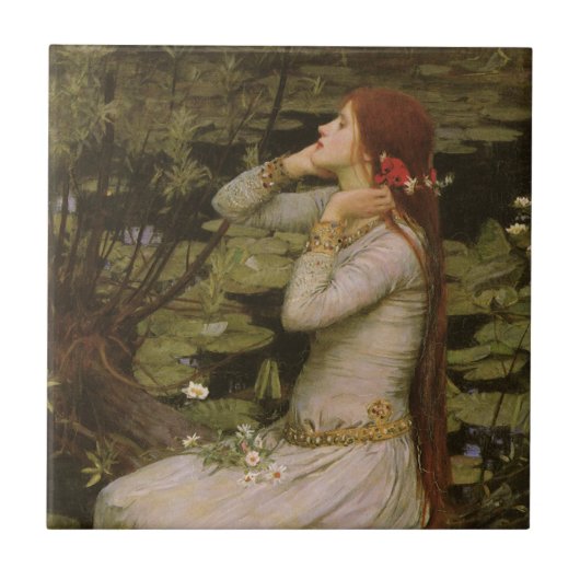 Ophelia door de Pond van John William Waterhouse Tegeltje (Voorkant)