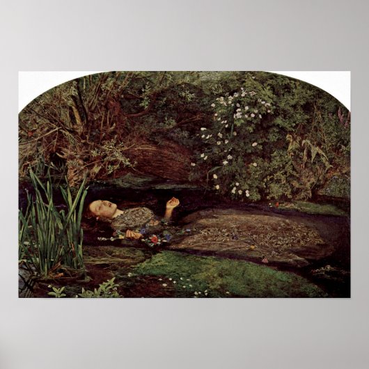 Ophelia door John Everett Millais Poster (Voorkant)