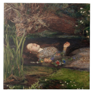 Ophelia door John Everett Millais Tegeltje