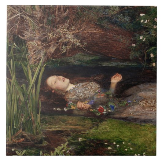 Ophelia door John Everett Millais Tegeltje (Voorkant)