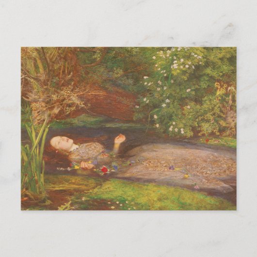 Ophelia door Millais,  Victoriaans Kunst Briefkaart (Voorkant)