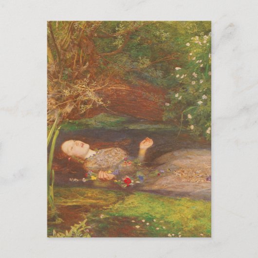 Ophelia door Millais,  Victoriaans Kunst Briefkaart (Voorkant)