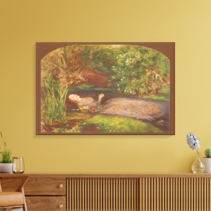 Ophelia door Millais,  Victoriaans Kunst Canvas Afdruk