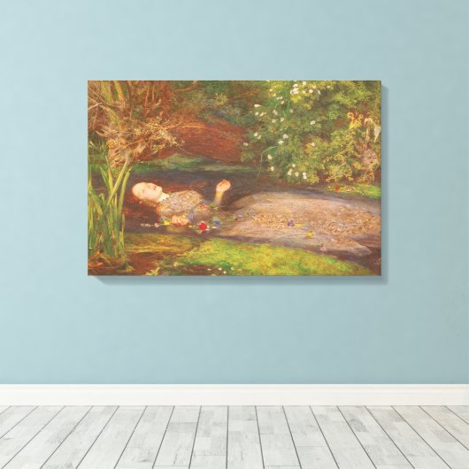 Ophelia door Millais, Victoriaans Kunst Canvas Afdruk (Insitu (Houten vloer))