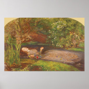 Ophelia door Millais,  Victoriaans Kunst Poster
