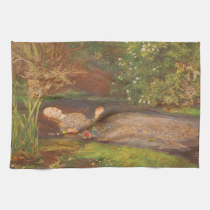Ophelia door Millais, Victoriaans Kunst Theedoek