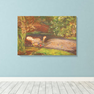 Ophelia door Millais, Vintage Victoriaanse Fijne K Canvas Afdruk