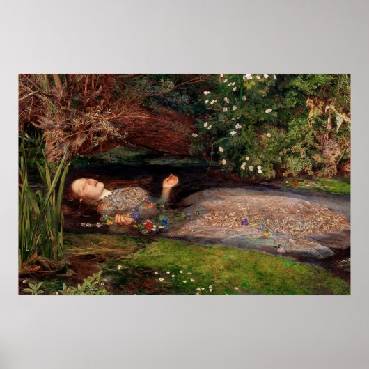 Ophelia door Sir John Everett Millais Poster (Voorkant)