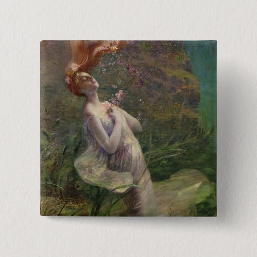 Ophelia Drowning, 1895 Vierkante Button 5,1 Cm (Voorkant)