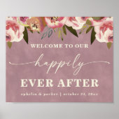 Ophelia Dusty Pink Floral vrolijk ooit na teken Poster (Voorkant)