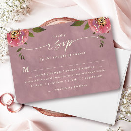 Ophelia Dusty Pink Wedding Meal Choice RSVP Card Kaartje