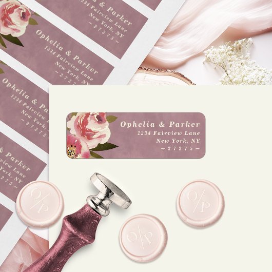 Ophelia Floral Dusty Pink Wedding Retouradres Etiket