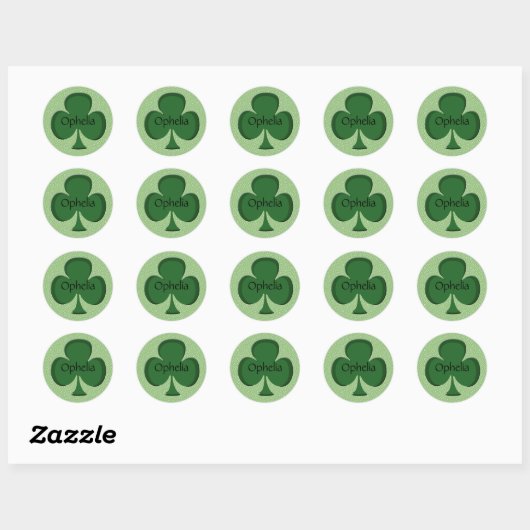 Ophelia gepersonaliseerde Irish Shamrock Stickers (Vel)