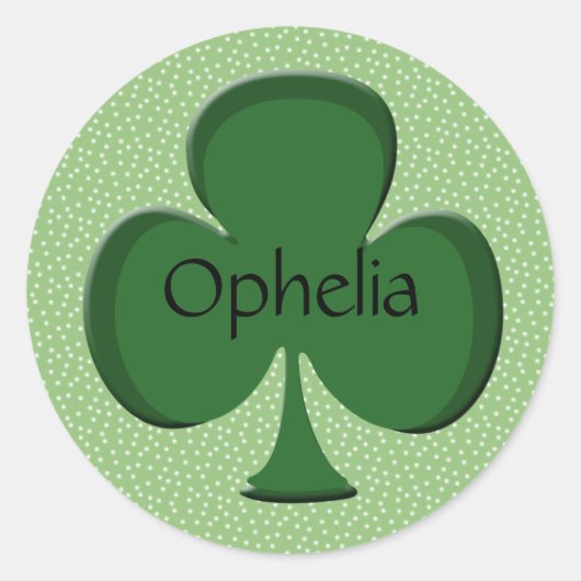 Ophelia gepersonaliseerde Irish Shamrock Stickers (Voorkant)