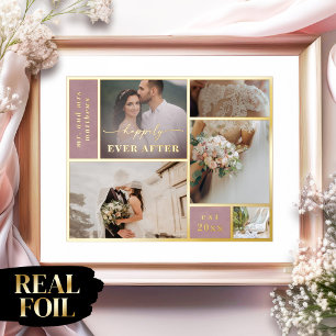 Ophelia Happily Ever After Bruiloftsfoto Collage Folie Afdrukken