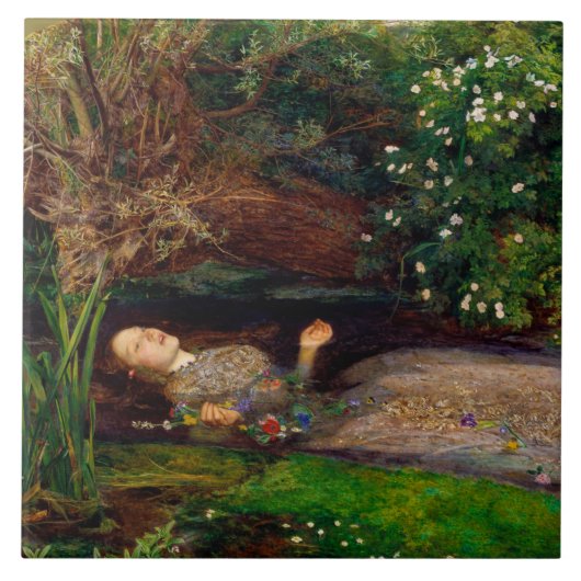 Ophelia, John Everett Millais Tegeltje (Voorkant)