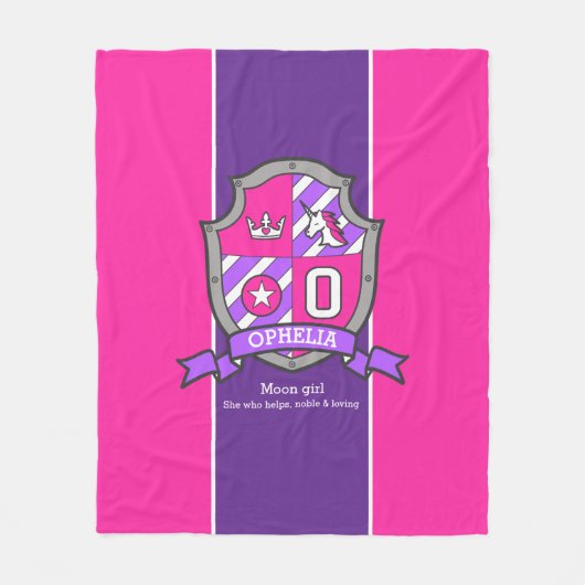 Ophelia letter O: schild roze paars Fleece Deken (Voorkant)