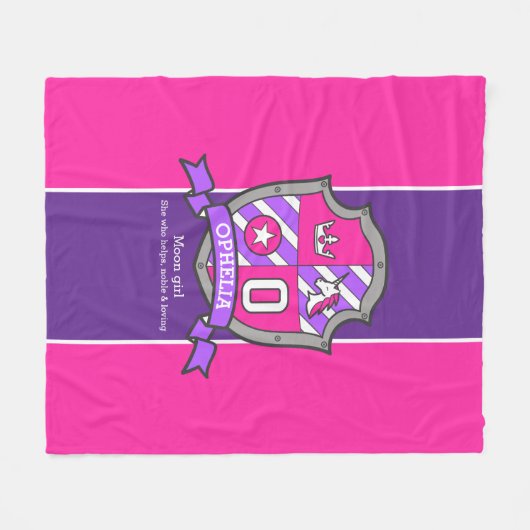 Ophelia letter O: schild roze paars Fleece Deken (Voorkant (Horizontaal))