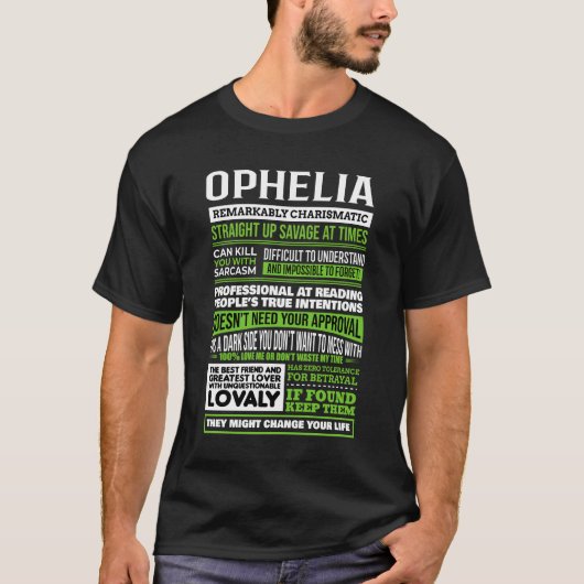 Ophelia Meisje Naam Definitie T-shirt (Voorkant)