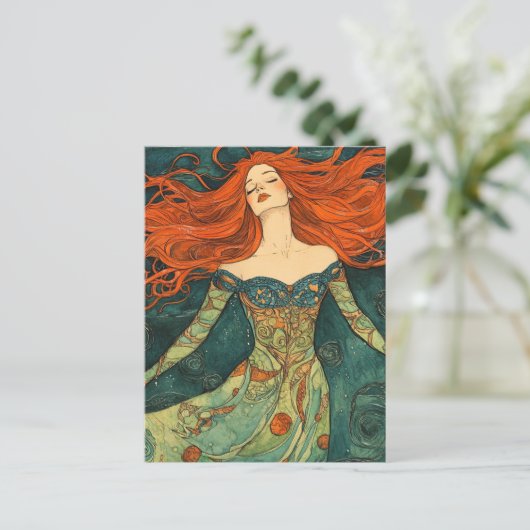 Ophelia met rood haar briefkaart (Staand voorkant)