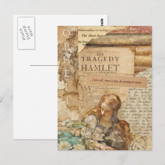 Ophelia Mixed Media Collage Briefkaart (Voorkant / Achterkant)