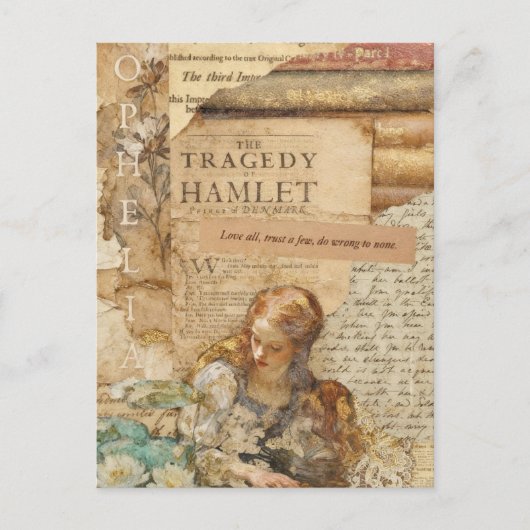 Ophelia Mixed Media Collage Briefkaart (Voorkant)