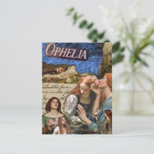 Ophelia Mixed Media Collage Briefkaart (Staand voorkant)