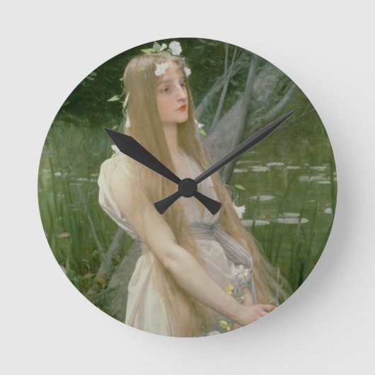 Ophelia (olie op canvas) ronde klok (Voorkant)