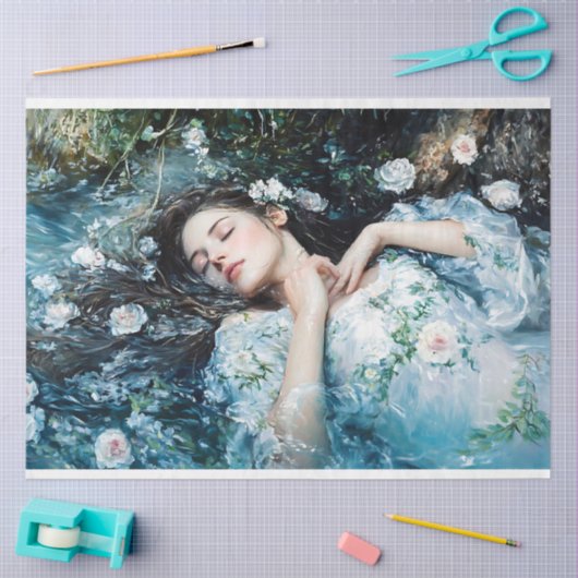 Ophelia Omgeven Door Bloemen Decoupage Tissuepapier (Craft)