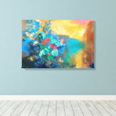 Ophelia onder de bloemen | Odilon Redon Canvas Afdruk (Insitu (Houten vloer))