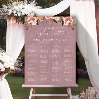 Ophelia Roze Alfabetische Trouwzaal Plaatsing Poster
