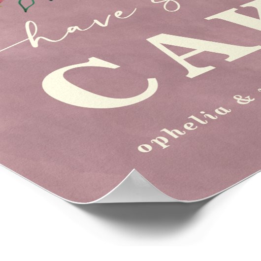 Ophelia roze bloemen hebben een taart bruiloft tek poster (Hoek)