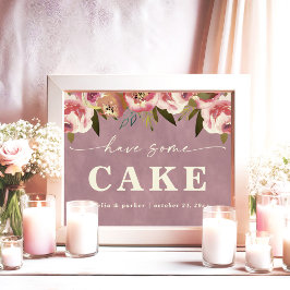 Ophelia roze bloemen hebben een taart bruiloft tek poster