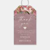 Ophelia Roze Bloemen Huwelijk Bedankt met Foto Cadeaulabel (Voorkant)