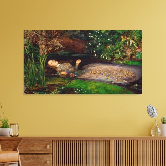 Ophelia van John Everett Millais (1851) Canvas Afdruk (Insitu (Woonkamer))
