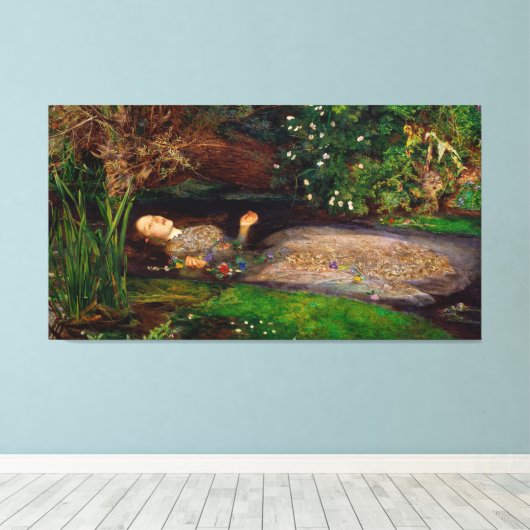 Ophelia van John Everett Millais (1851) Canvas Afdruk (Insitu (Houten vloer))