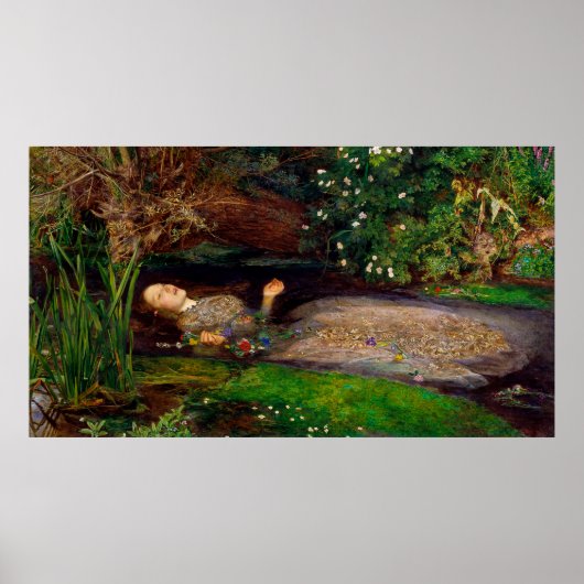 Ophelia van John Everett Millais (1851) Poster (Voorkant)