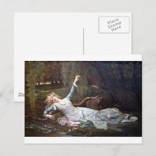 Ophelia, verdrinkingsdood briefkaart (Voorkant / Achterkant)