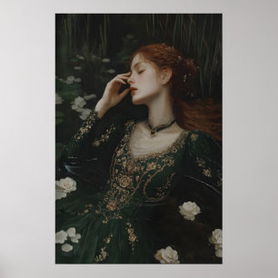 Ophelia Victoriaanse vrouw in water afdrukbaar don Poster