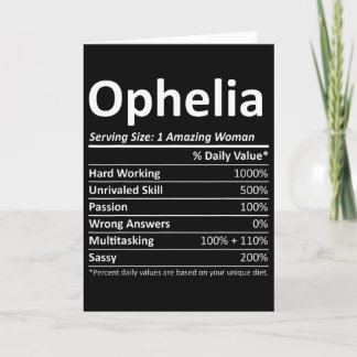Ophelia Voeding Gepersonaliseerde Naam Grappige Ke Kaart